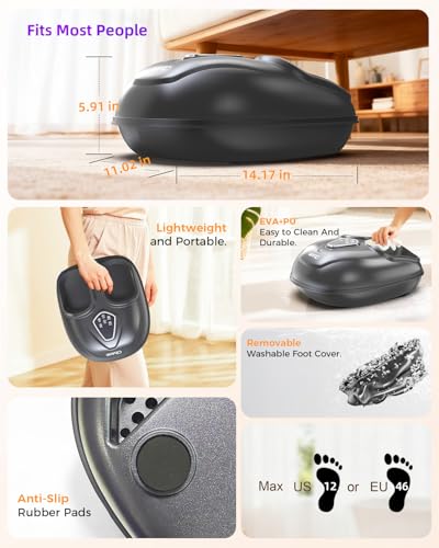 Image of Foot Massager with Heat, Shiatsu Foot Massager with Remote, Electric Feet Massage Machine for Neuropathy,Plantar Fasciitis, Circulation, FSA Eligible HSA Store Eligible Massager (Dark Black,Corded)