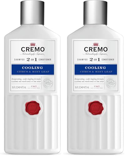 CREMO - Barber Grade 2 in 1 Shampoo & Conditioner For Men | Cooling Citrus & Mint Leaf | 473ml (Pack of 2)