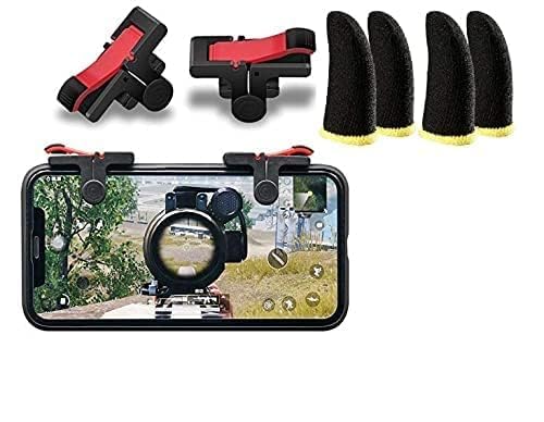 Combo of Best PUBG Trigger Mobile Gaming Controller Sensitive Aim and Fire Red Black Triggers L1 R1 Button Mobile Finger Sleeve for Pubg/Free Fire/Cod Mobile-image-10