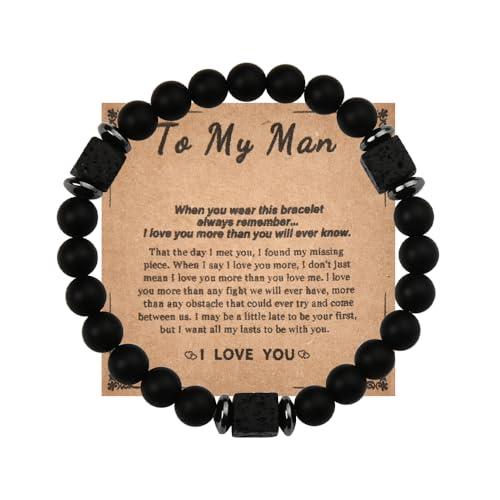 YangQian Beaded Bracelet for Men Women Bracelet Gifts for Him Her Birthday Christmas Gift for Dad Husband Boyfriend Daughter Fiance Bf, S, Zinc, no gemstone