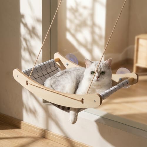 SiaBiced Katzen Fensterliege für Katzen- Gemütliches Katzenbett am Fenster mit Saugnäpfen aus-4