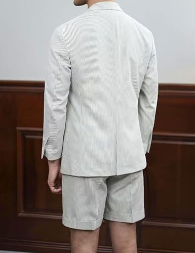 Seersucker Suits Shorts Men 2 Piece Seersucker Suits for Men Big and Tall Regualr Fit for Prom Lightweight2