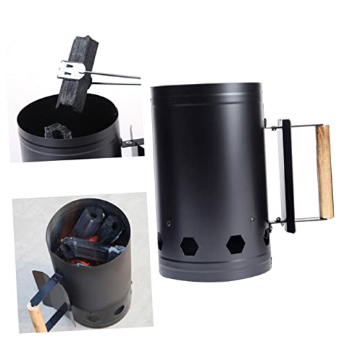 Happyyami Barril Exterior para Encender Fuego Mango De Madera Natural Aislamiento Térmico para Barbacoa y Campamento