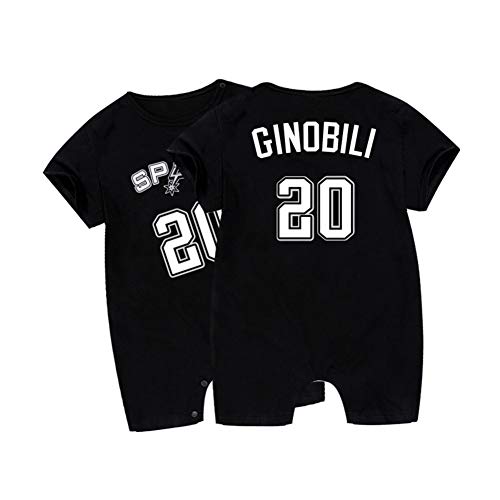 HFJLL Maillot bébé Paul Irving McGrady Durant 0-12 Mois Body bébé Manches Courtes 19 Styles Combinaison Combishort Barboteuse,Ginobili-Black,66CM Cover