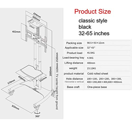 Soporte móvil para TV con ruedas para pantallas 32-80 pulg miniatura 6