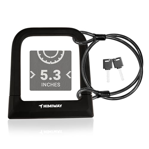 Himiway Upgrade Bike U Lock for Fat tire 5.3'' with 1200MM Security Steel Cable & 2 Keys Heavy Duty Motorcycle Lock Combination with 22MM Shackle Anti Theft Bicycle Locks for Most Bikes & Motorcycles