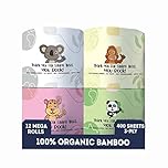 MOTHER EARTH Bamboo Toilet Paper - Ultra Soft & Strong 3-Ply Bath Tissue, 400 Sheets Per Roll, Hypoallergenic & Septic Safe, Mega Rolls, Pack of 12 Rolls