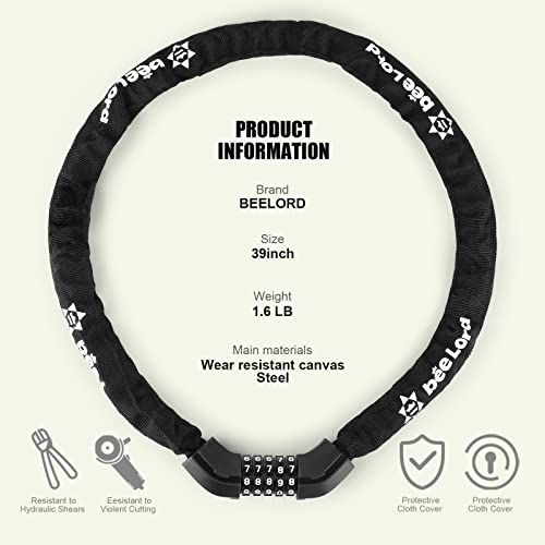 Beelord Bike Chain Lock 3.2Ft Heavy Duty Bike Lock Anti-Theft Bicycle Chain Lock 6Mm/0.24Inch Thicker Bicycle Lock Chain Bike Lock With 2 Keys For Bike, Motorcycle #TOP1