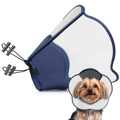 Hard & Heavy Plastic Dog Cone Collar Alternative for Small Dogs (Yorkshire Pomeranian) After Surgery, Adjustable Recovery Cone Anti-Lick, Elizabethan Protective Collar Cone of Shame for Healing