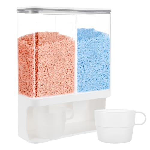Oungy Wall Mounted Waschpulver Aufbewahrungsbox, 3L Waschmittelbox mit Messbechern, Kunststoff Waschpulver Dosierer Waschmittel Spender für Wäscheparfüm, Waschpulvers, Kleine Feste Körner
