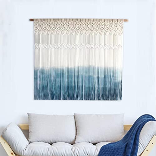 Rideaux en cordon de coton bleu 150x130 | Tenture murale macramé bohème - 2