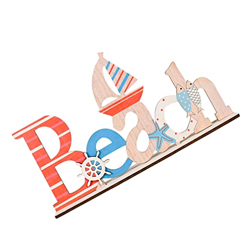 PRETYZOOM Nautical Table Sign Desktop Ornament Wooden Beach Signs Mediterranean Decor Wood Sea Ocean Theme Centerpiece Coastal Hawaiian Summer Party Decor