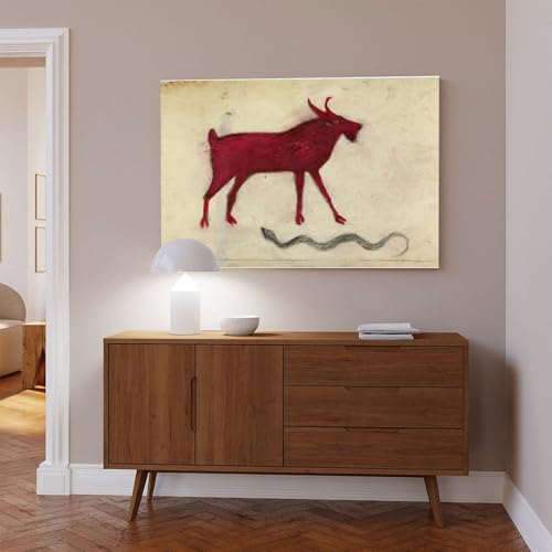 Toile chèvre rouge Bill Traylor tableau de collection haut de gamme