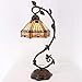 WERFACTORY Tiffany Lamp Stained Glass Table Lamp Yellow Hexagon Mission Bedside Desk Reading Light Metal Leaf Base 8X10X21 Inches Decor Small Space Bedroom Home Office S011 Series