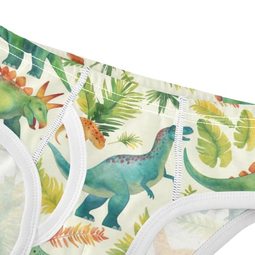 Wusikd Watercolor Dinosaurs Boys' Underwear Cotton Palm Leave Trees Boys Briefs Soft Toddler Underwear 2T4