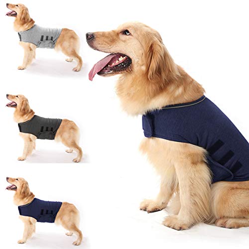 Dog Anxiety Jacket, Pet Stress Relief Shirt, Lightweight Wrap Calming Vest, Used to Instant Therapy for Relief Fireworks Travel Thunder Keep Calming Comfort for Small Medium Dogs(XL, Light Grey)