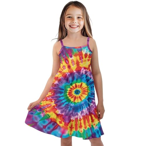 Uourmeti Casual Swing Dress for Girls Summer Sleeveless Sundress Tiered Ruffle Pleated Long Dress