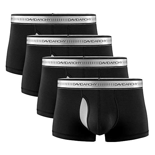 DAVID ARCHY Men's 4 Pack Bamboo Rayon Underwear Ultra Soft Breathable Trunks