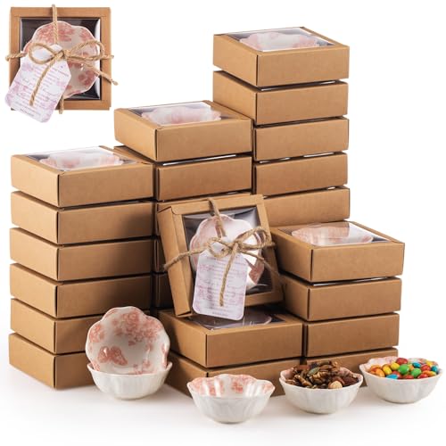Teenyyou 30 Sets Wedding Favors for Guests Small Ceramic Bowl Bulk Gift Set