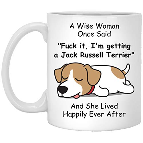 Lovesout Divertente tazza da caffè Lazy Parson Jack Russell Terrier Dog Mom regalo per donne festa della mamma 2025 A Wise Woman Once Said tazza da caffè con citazioni divertenti tazza in ceramica