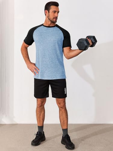 Image of Runcati Mens Casual Slim Fit T Shirts Raglan Short Sleeve Crewneck Baseball Tees Color Block Workout Fashion Shirt