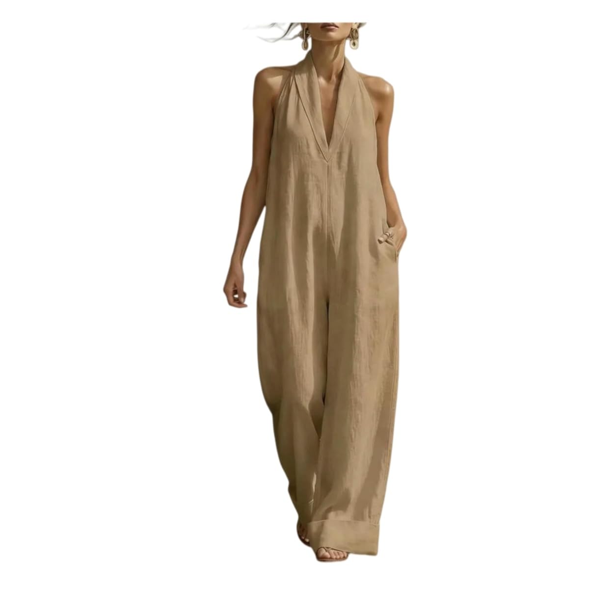 Salopette Donna Estiva,Tuta Da Vacanza Ampia Da Donna Senza Maniche Con Spalle Scoperte Pantaloni Con Spalline Pantaloni Larghi
