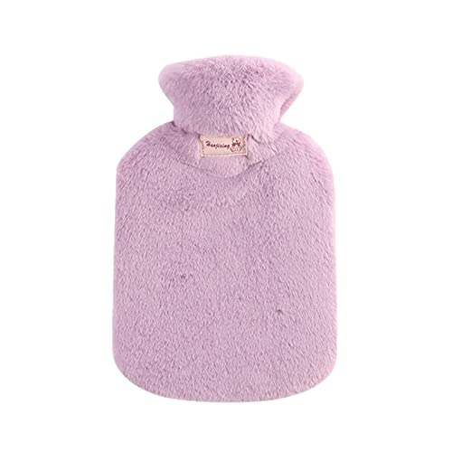Bouillotte eau chaude UKKO 1800ml avec housse fausse fourrure violette