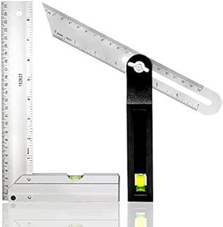 Carpentry Squares Set, L Square Ruler and Adjustable Sliding Bevel Set, LYLAB Try Square 25cm, Bevel Gauge 20cm, Level & Measuring Layout Tool for Craftsman Woodworking