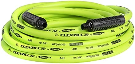 Flexzilla Air Hose, 3/8 in. x 25 ft., 1/4 in. MNPT Fittings, Heavy Duty, Lightweight, Hybrid, ZillaGreen - HFZ3825YW2