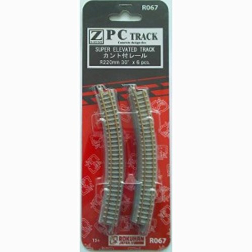 Rokuhan R067 rails courbes inclinés R220mm 30 degrés pour modélisme ferroviaire échelle Z