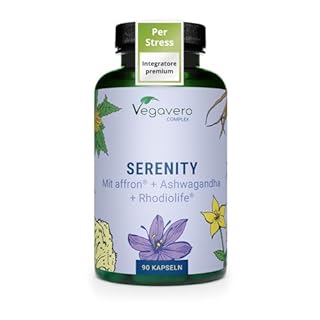 Vegavero Integratore BUON UMORE con Rhodiola, Ashwagandha, Iperico, Triptofano, Zafferano + Vitamine B | contro Stanchezza Fisica e Mentale, Stress e Ansia | Vegan e Senza Additivi | 90 capsule