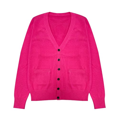 Image of jinghuiyue Women's Cardigan School Uniform Sweater V Neck Button Down Knit Cardigans Coat with Pockets
