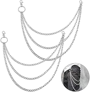 GOIYZTTR 2 Pcs 3-layer Jeans Chain Punk Hip Pop Fashion Pants Chain with Lobster Clasps and Key Ring Suitable for Wallet, Trousers, Hat, Jackets, for Many Occasions, Unisex