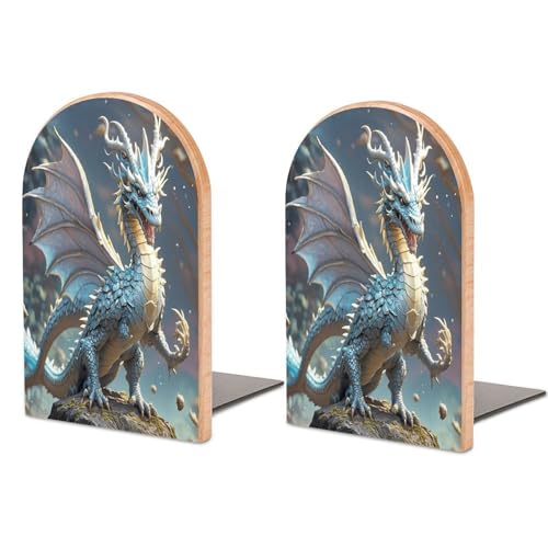 Fermalibri a forma di drago in stile fantasy per scaffali, unico e robusto, in legno, resistente, antiscivolo, decorativo, moderno, per la casa