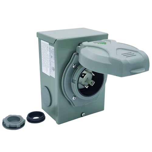 30-Amp Generator Inlet Box, NEMA L14-30P RV Generator Power Inlet Box, Indoor/Outdoor Waterproof Transfer Switch PB30 Inlet Box Plug, 4 Prong 125/250 Volts, Up to 7,500 Watts, ETL Listed