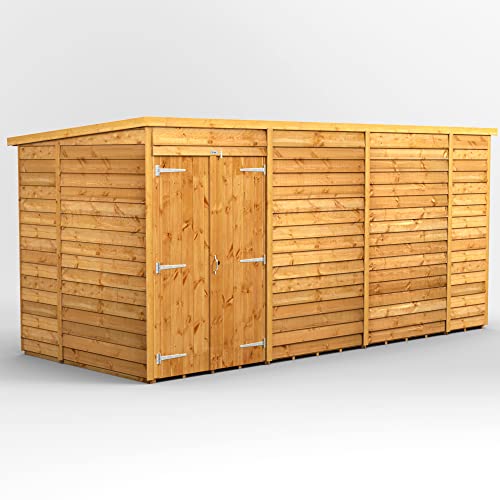 Image of Powersheds High Grade Premium Pent Overlap Wooden Shed with Double Door, Security Features, Door Flexibility, made from 10 mm Extra Thick Timber (Windowless)