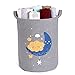 Cesto portabiancheria da 41 litri, cesti portaoggetti per camera dei bambini Cestini portaoggetti pieghevoli in lino per bambini Giocattolo Nursery Home Gift Basket Office Bedroom (nuvole luna)