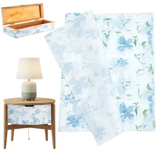 UNICRAFTALE 20 fogli di carta per decoupage con fiori blu,