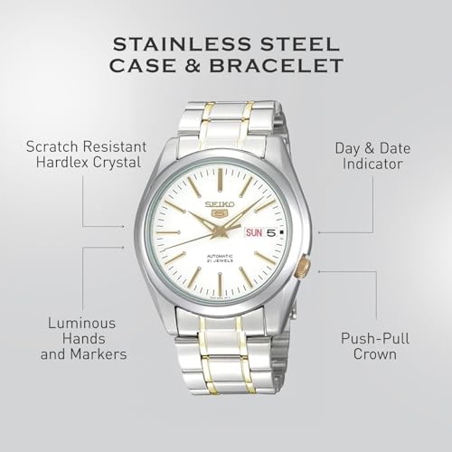 Image of SEIKO Automatic Watch for Men 5-7S Collection - with Day /Date Calendar, Luminous Hands, Stainless Steel Case & Bracelet