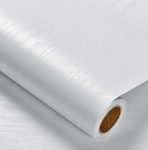 Heroad 1 Roll 78.7”X17.7” Light Brown Wallpaper And 1 Roll 78.7”X17.5” White Grain Wallpaper Peel And Stick Contact Paper #TOP30