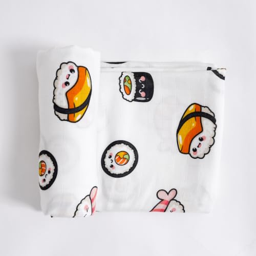 Image of Muslin Swaddle Blanket for Unisex, Soft Breathable and Skin-Friendly Sushi Baby Swaddles for Boys & Girls, Newborn Receiving Blanket, Blankets Babies, Large 42 x 47 inches