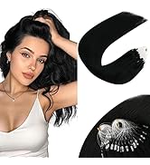 Sunny Micro Hair Extensions 18inch Micro Beads Hair Extensions Human Hair Jet Black Micro Ring Hu...