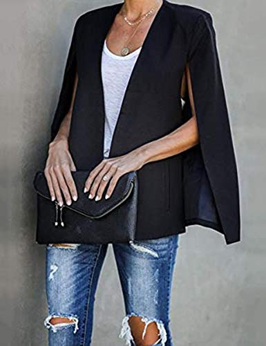 Perbai Womens Casual Cape Blazer Split Sleeve Open Front Work Office OL Blazers Jacket4