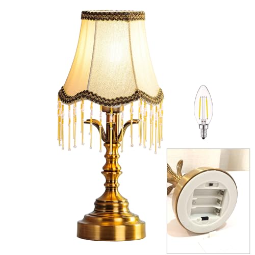 Small Mini Vintage Table Lamps Cordless,Entry Way Table Home Decor Wireless Tabletop Desk LED Light- 1 Bronze