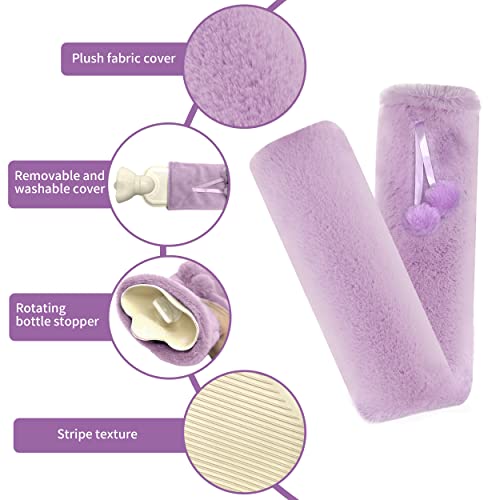 Samply Rubber Hot Water Bottle - 2L Hot Water Bag With Furry Cover, Purple #TOP2