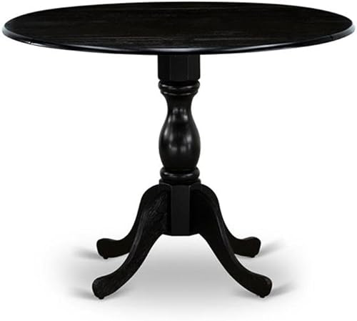 Miniatura 6 de East West Furniture DLMZ3-AB6-06 - Juego de mesa de comedor moderno de 3 piezas que contiene una mesa redonda de madera con gotas y 2 sillas de