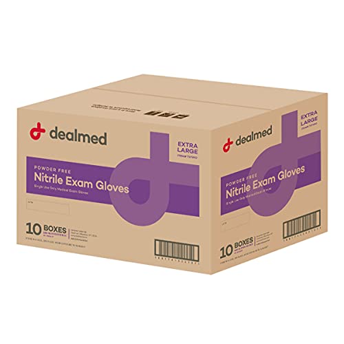 Dealmed Medical Exam Gloves – 1800 Count Extra Large Nitrile Gloves, Disposable Gloves, Non-Irritating Latex Free Gloves, Multi-Purpose Use Medical Gloves for a First Aid Kit and Medical Facilities