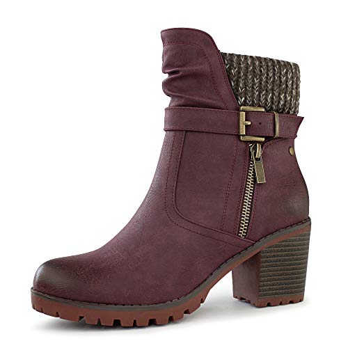 Hawkwell Women's Zipper Chunky Heel Ankle Booties