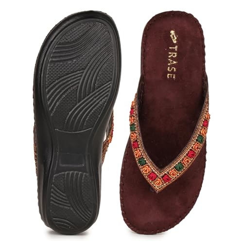 Image of TRASE Orthopedic Comfortable Footwear for Women | Stylish V Strap Chappal with Soft Cushioned Footbed | Perfect Slippers for Woman Daily Use