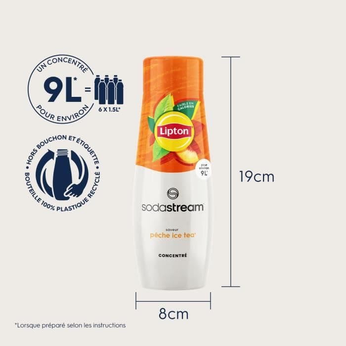 SodaStream Lipton Ice Tea - Juego de 6 concentrados para máquina de agua con gas y soda | Prepare hasta 9 litros de Lipton en segundos sabor original, 440 ml